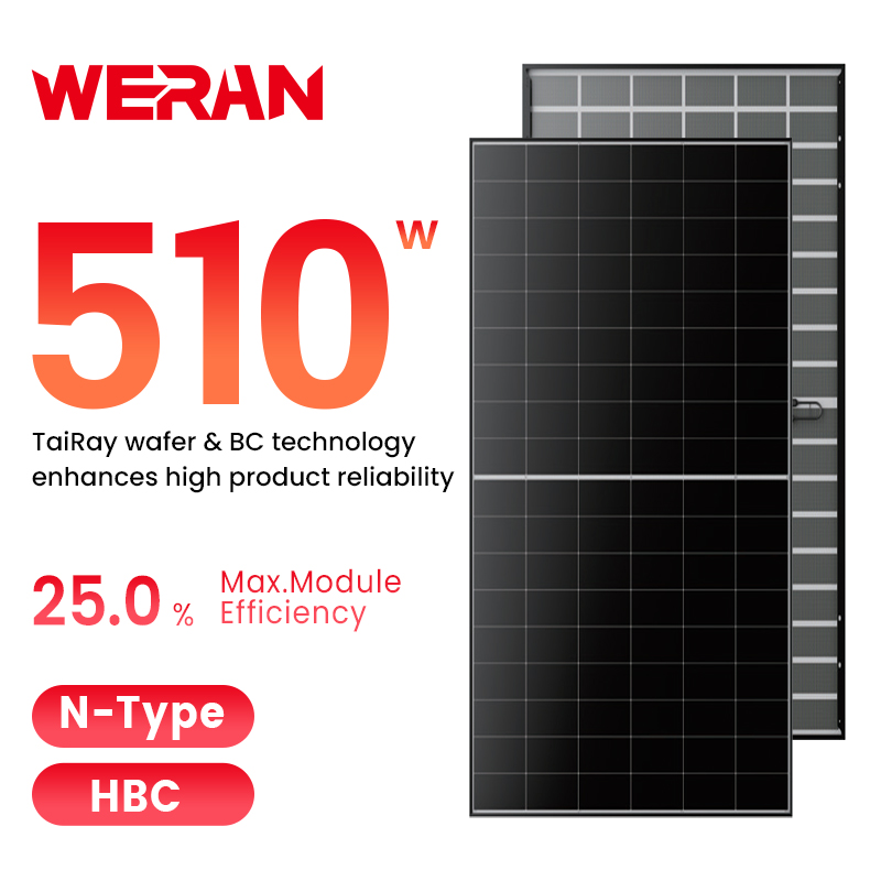 WERAN 495-510W Panel Surya Kontak Belakang Perumahan – Modul PV Atap Kaca Ganda OEM untuk Distributor dan Pemasang