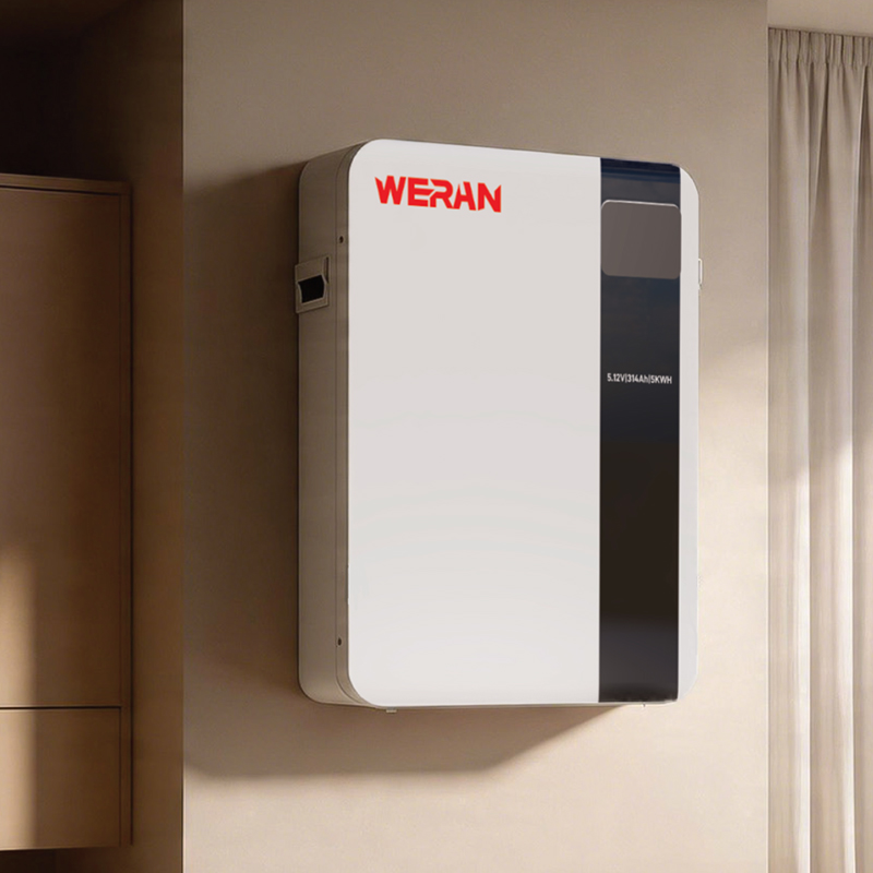 WERAN 51.2V 100Ah 5.12kWh Baterai LiFePO4 yang Dipasang di Dinding untuk Penyimpanan Energi Surya Perumahan